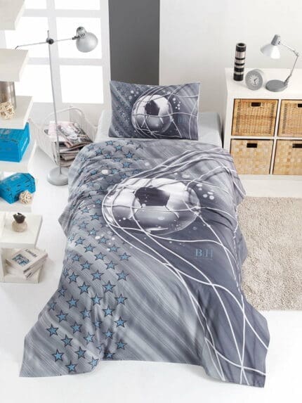 Σετ σεντόνια μονά Soccer Art 6117  165x240  Γκρι Beauty Home