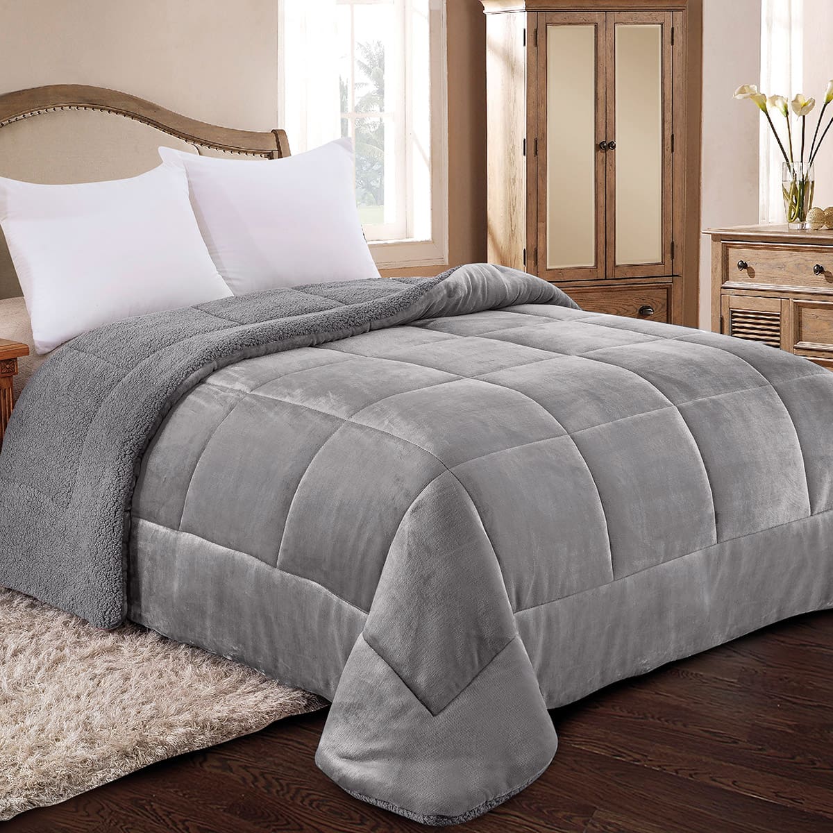 ΚΟΥΒΕΡΤΟΠΑΠΛΩΜΑ ΥΠΕΡΔΙΠΛΟ 220X240 ADAM HOME (805) GREY