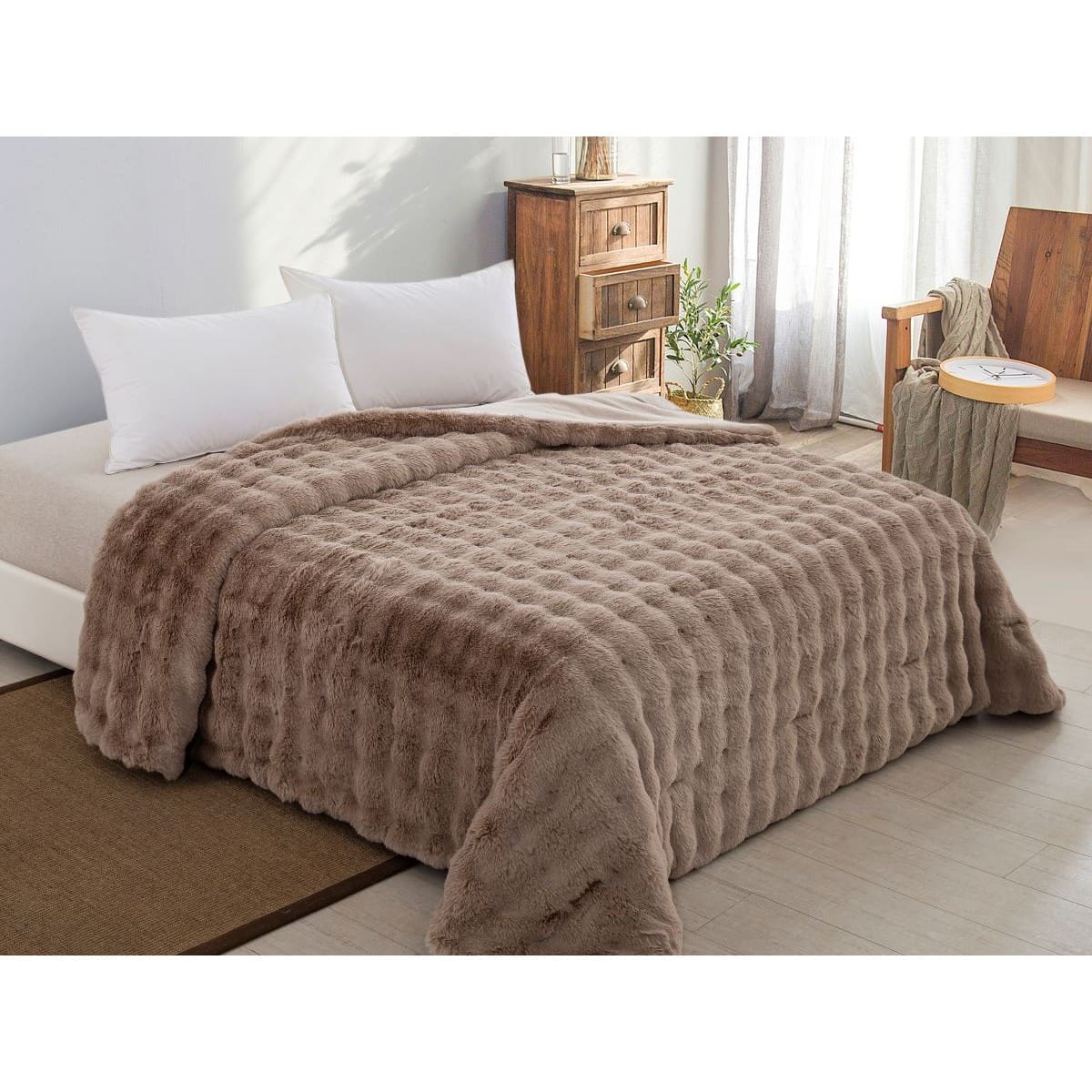 ΚΟΥΒΕΡΤΟΠΑΠΛΩΜΑ ΓΟΥΝΑ/FLANNEL ΥΠΕΡΔΙΠΛΟ 220X240 ADAM HOME TAUPE
