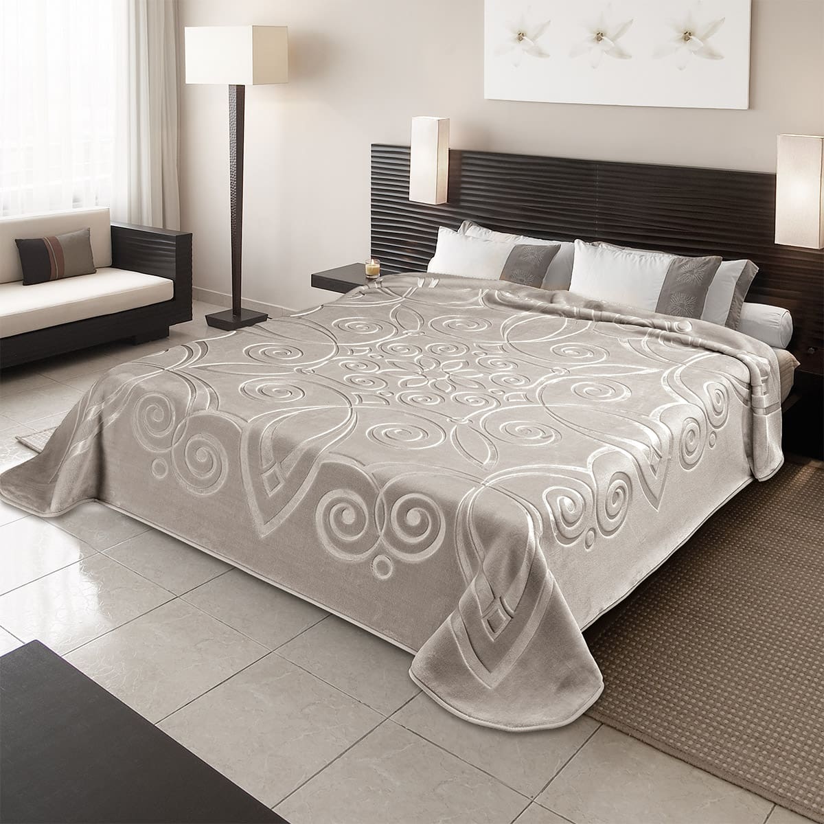 ΚΟΥΒΕΡΤΑ ΙΣΠΑΝΙΑΣ ΥΠΕΡΔΙΠΛΗ 220Χ240 BELPLA  STER 516 TAUPE(55)