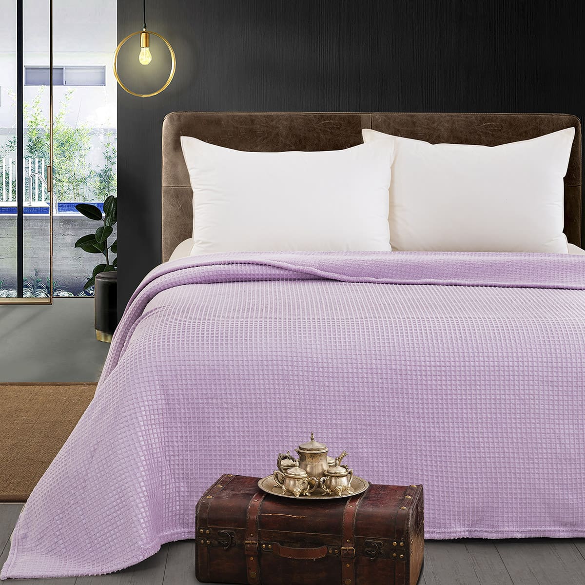 Beauty Home Κουβέρτα μονόχρωμη υπέρδιπλη Fleece Art 11553 220x240 Λιλά
