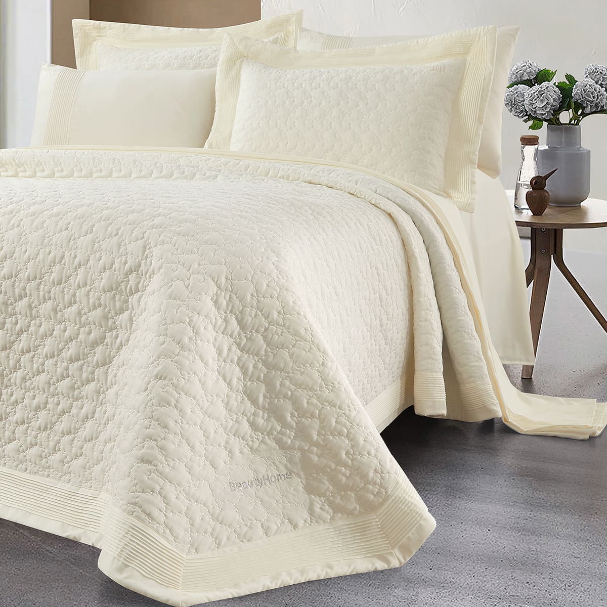 Beauty Home Σετ κουβερλί υπέρδιπλο Thalia Art 12504 230x250 Εκρού