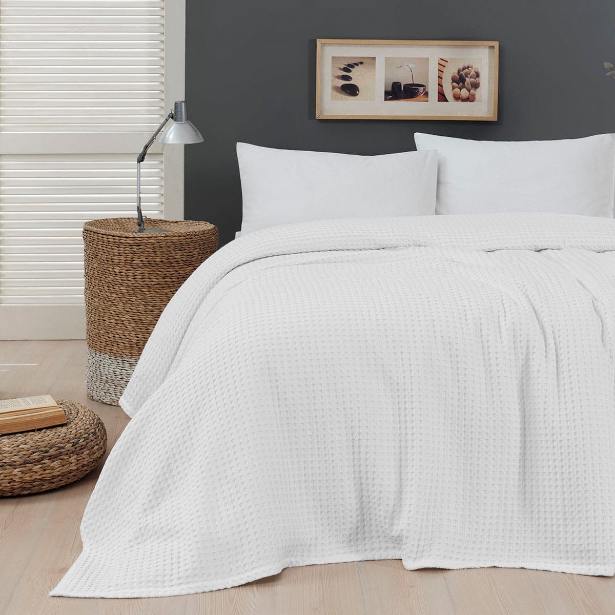 Beauty Home Πικέ υπέρδιπλη waffle Art 1990 White 230x240 Λευκό