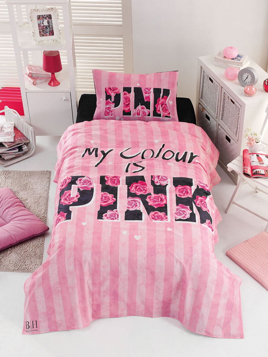 Beauty Home Σετ κουβερλί μονό Pink Art 6113 160x240 Ροζ