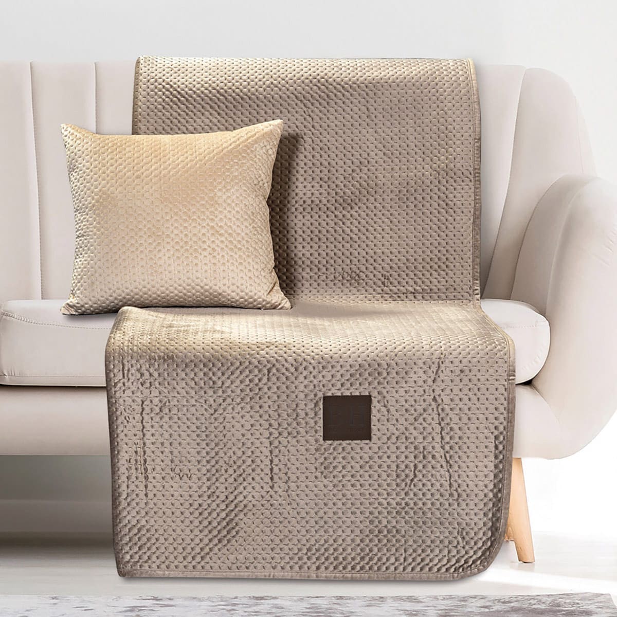 Beauty Home Ριχτάρι Μονοθέσιο Velvety 180x170 Art 8410 Μπέζ