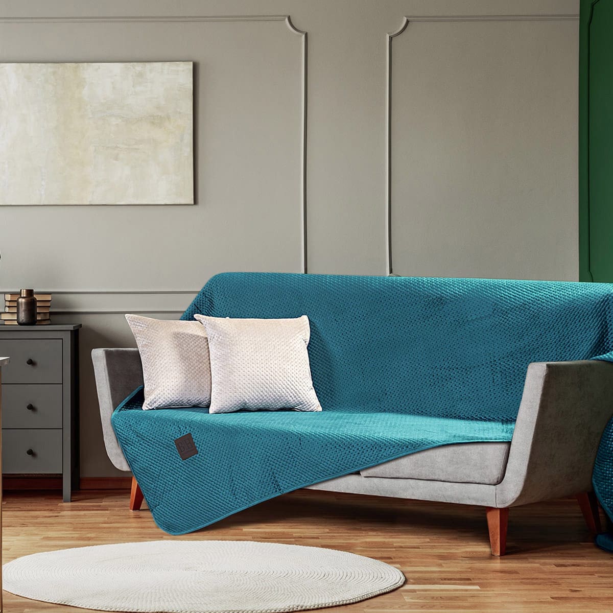 Beauty Home Ριχτάρι Μονοθέσιο Velvety 180x170 Art 8413 Πετρόλ