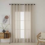 Beauty Home Κουρτίνα γάζα μονόχρωμη με 8 μεταλλικούς κρίκους Fit Art 8447 140x270 Μπεζ