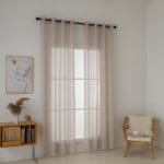 Beauty Home Κουρτίνα γάζα μονόχρωμη με 8 μεταλλικούς κρίκους Sharp Art 8448 140x270 Άμμου - Image 2