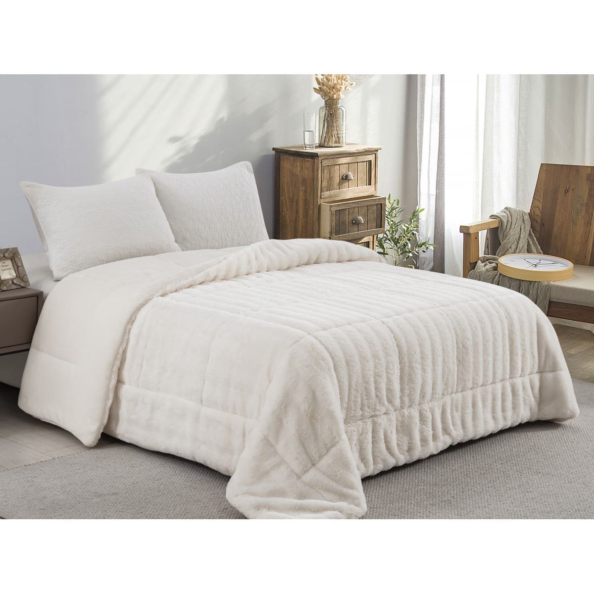 ΚΟΥΒΕΡΤΟΠΑΠΛΩΜΑ ΓΟΥΝΑ/FLANNEL ΜΟΝΟ 160X220 ADAM HOME (920) WHITE