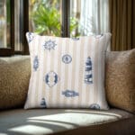 Beauty Home Μαξιλαροθήκη ΝΑΥΤΙΚΑ ΣΧΕΔΙΑ ΜΕ ΡΙΓΕ ΦΟΝΤΟ   45 x 45 cm - Image 2