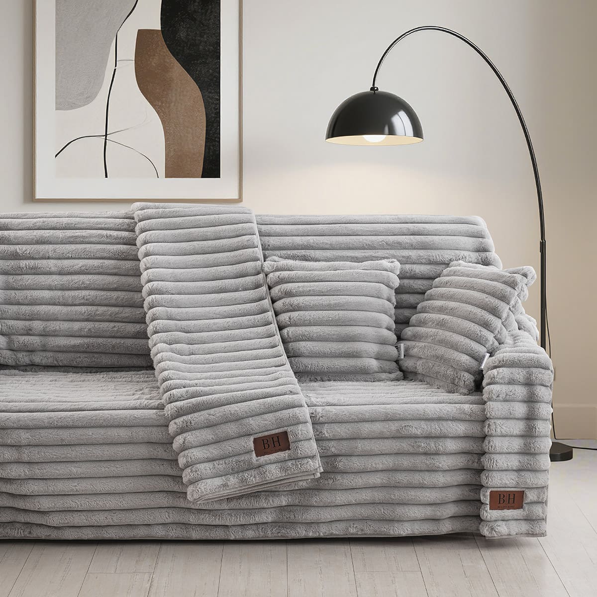 Beauty Home Γούνινο ριχτάρι Τριθέσιο Stripe Art 8727 180x300 Γκρι