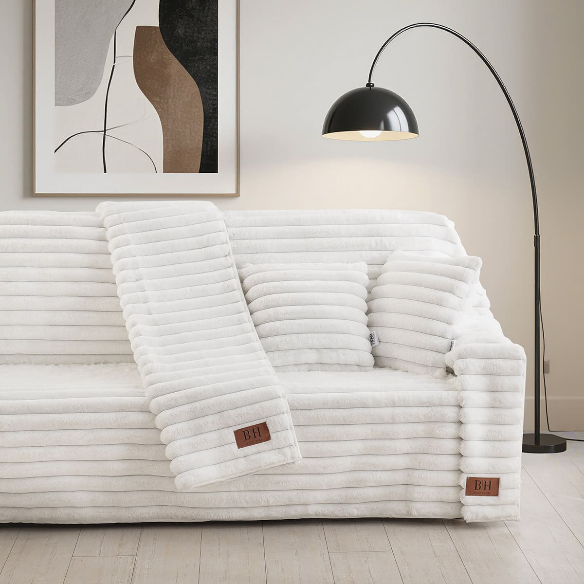 Beauty Home Γούνινο ριχτάρι Τριθέσιο Stripe Art 8728 180x300 Λευκό