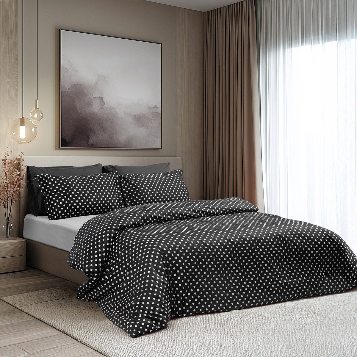 Beauty Home Σετ πάπλωμα υπέρδιπλο Art 10101 Fancy 220x240 Μαύρο