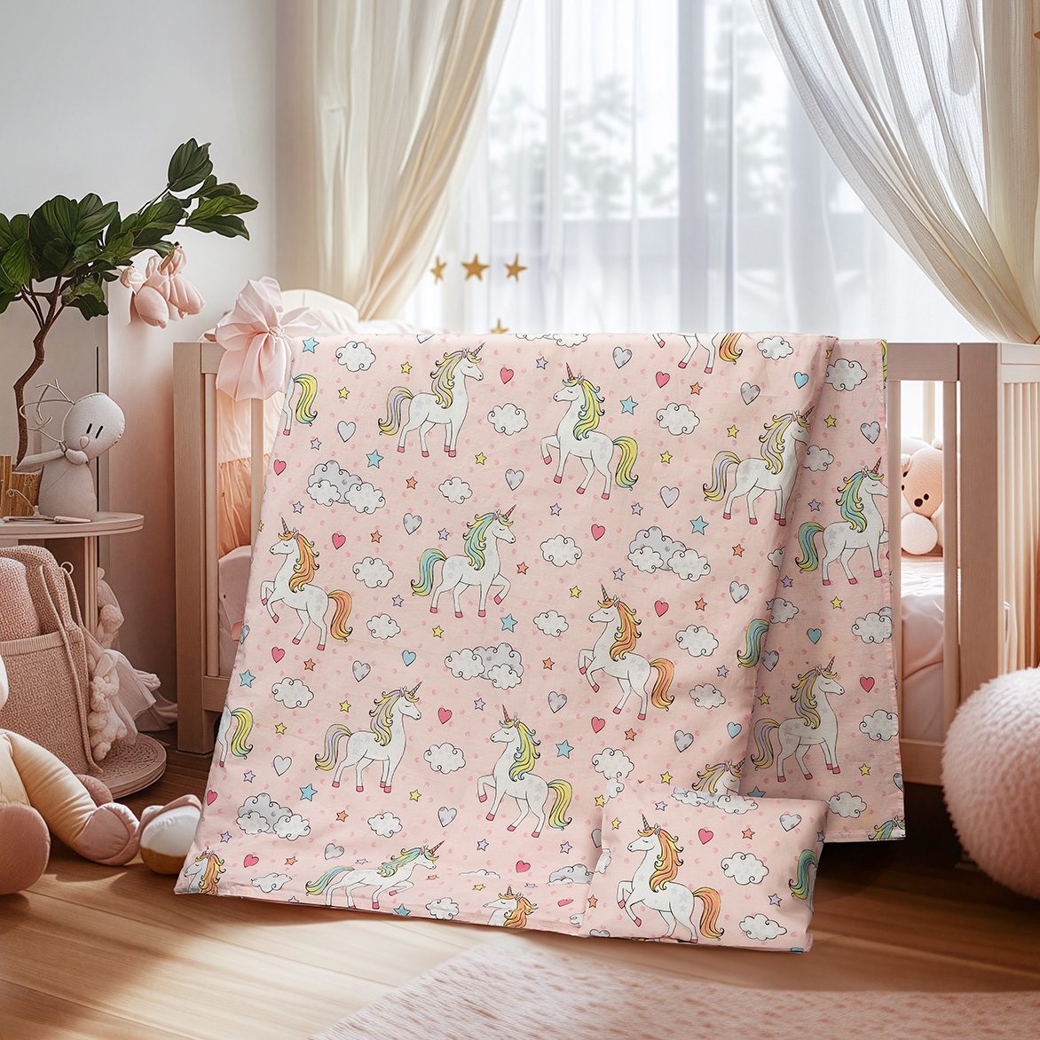 Beauty Home Σετ σεντόνια βρεφικά Bloom Art 6328 120x170 Ροζ