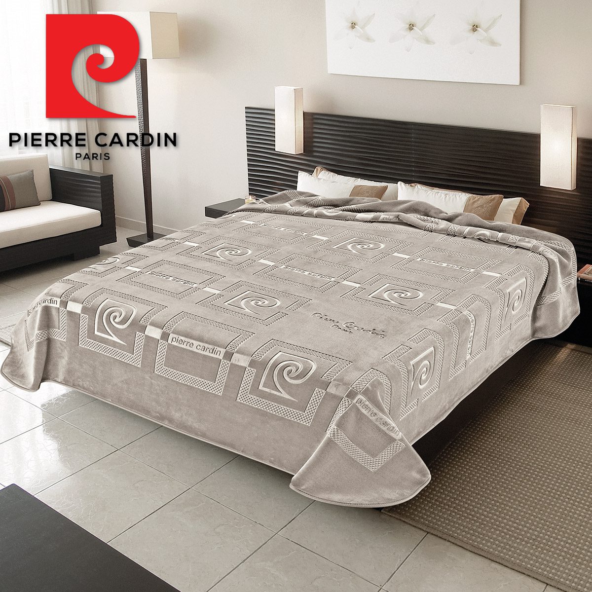 ΚΟΥΒΕΡΤΑ ΥΠΕΡΔΙΠΛΗ 220X240 PIERRE CARDIN NANCY 657  TAUPE(55)