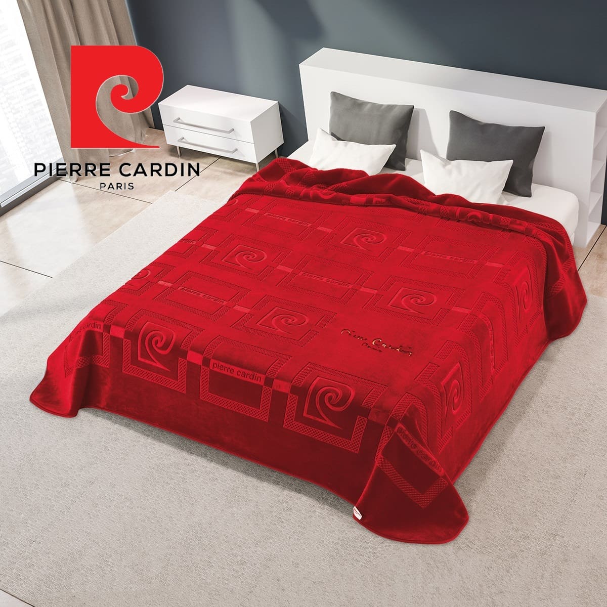 ΚΟΥΒΕΡΤΑ ΥΠΕΡΔΙΠΛΗ 220X240 PIERRE CARDIN NANCY 657  RED(34)