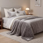 Beauty Home Κουβέρτα υπέρδιπλη Velora Art 12550 100% polyester super soft 550gsm 220x240 Γκρι