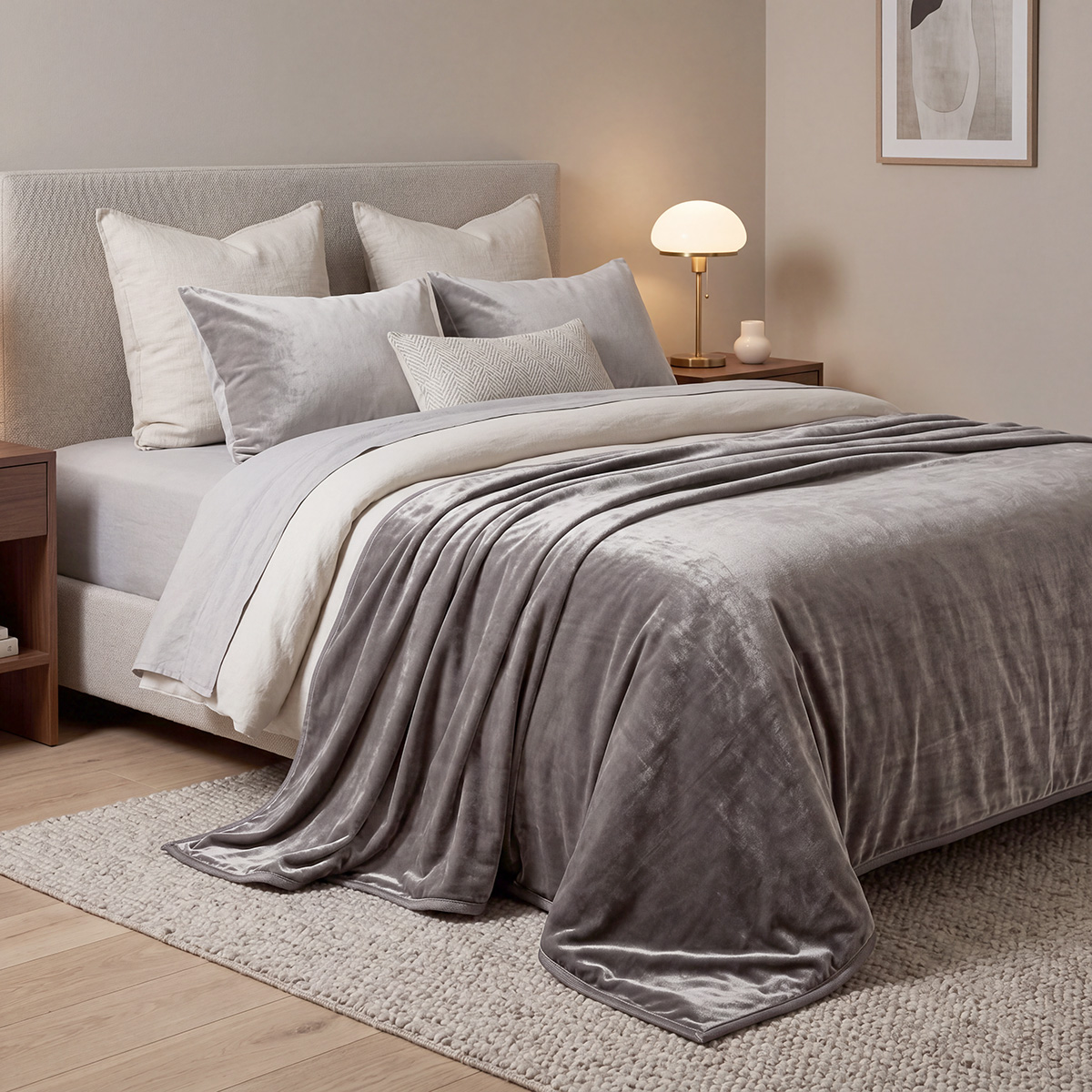 Beauty Home Κουβέρτα υπέρδιπλη Velora Art 12550 100% polyester super soft 550gsm 220x240 Γκρι Beauty Home Κουβέρτα υπέρδιπλη Velora Art 12550 100% polyester super soft 550gsm 220x240 Γκρι
