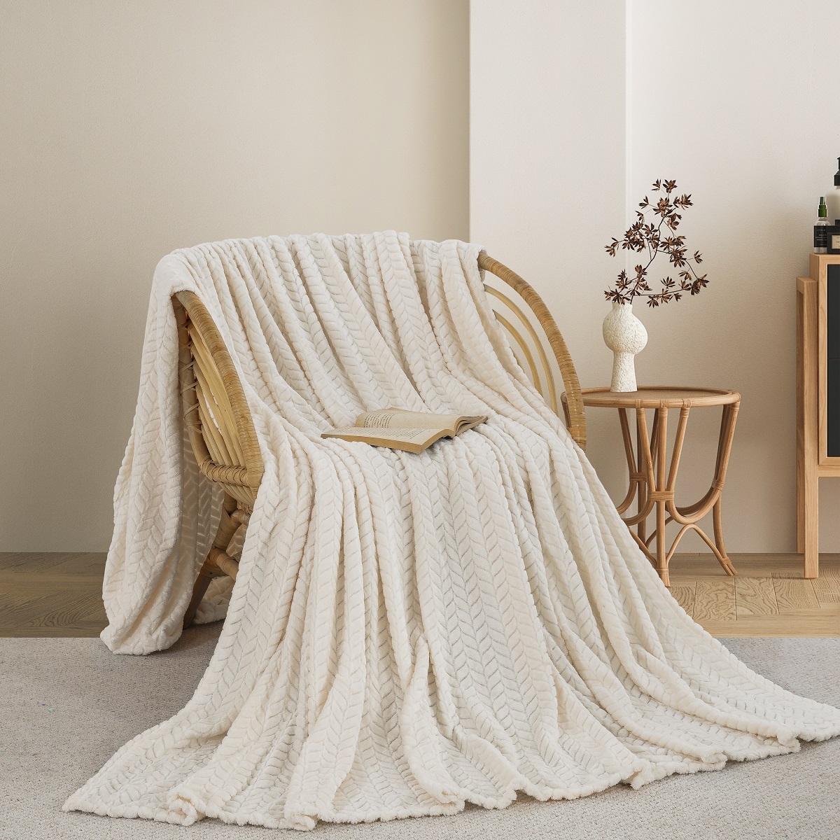 ΚΟΥΒΕΡΤΑ  FLEECE ΗΜΙΔΙΠΛΟ 180X240 ADAM HOME (550) CREAM (15)