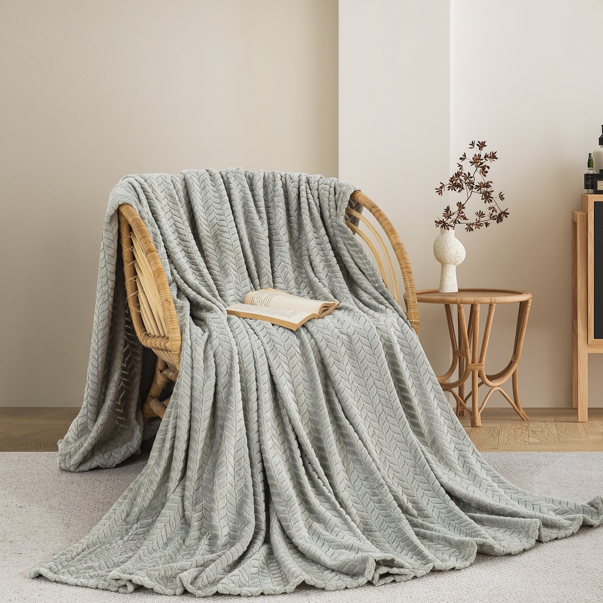 ΚΟΥΒΕΡΤΑ  FLEECE ΗΜΙΔΙΠΛΟ 180X240 ADAM HOME (550) OLIVE GREEN(51)