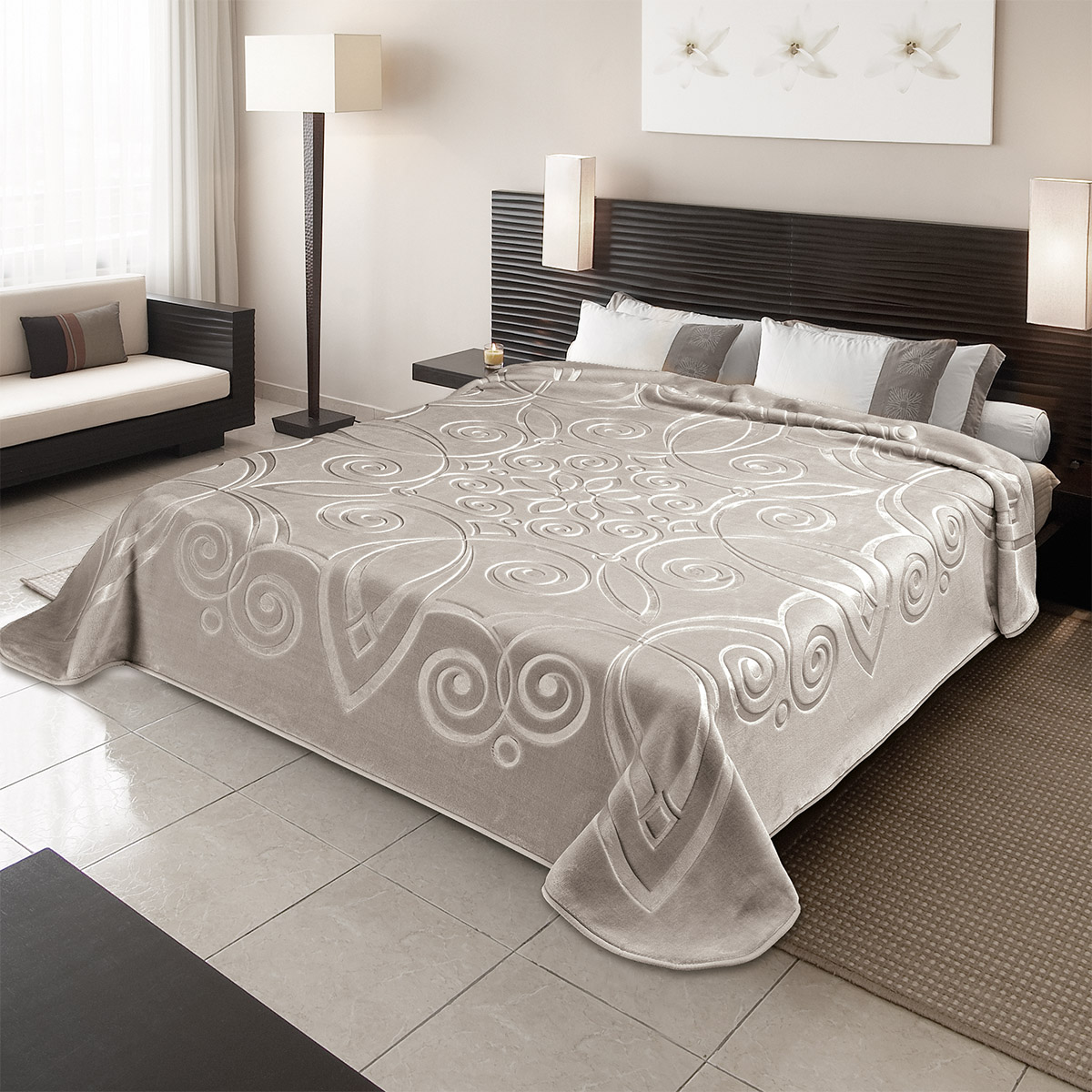 ΚΟΥΒΕΡΤΑ ΙΣΠΑΝΙΑΣ ΥΠΕΡΔΙΠΛΗ 220Χ240 BELPLA  STER 516 TAUPE(55)