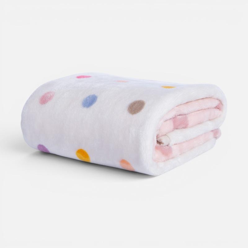 5205495651446 Κουβέρτα Βρεφική Αγκαλιάς Baby Dots Pink 75x100 Nef Nef Homeware - Image 1